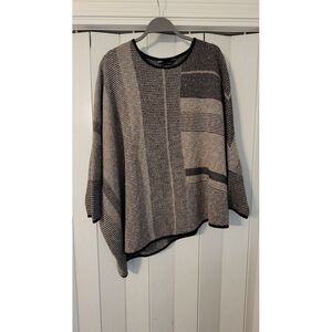 Ming Wang Asymmetrical Dolman Sleeve Sweater Women's Size L Oversized Knit Multi